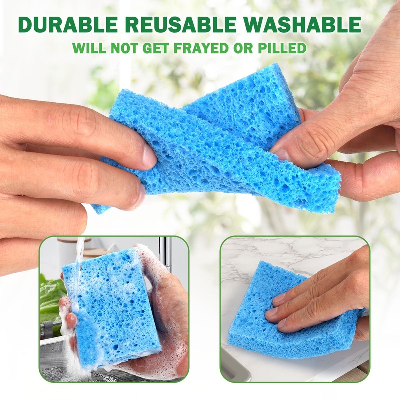 Vilphel 12 Counts Multipurpose Kitchen Sponges Pack Compostable Biodegradable Compressed