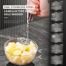 Joyeee Mash Potatoes Masher, Stainless Steel Potato Masher Non Scratch, Sturdy Metal Mashing Potato Press Utensil Rust-Proof Professional Durable Kitchen Appliances and Gadgets