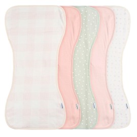 Gerber Baby Unisex Burp Cloths 5-Pack, Pink, Size 10.5" x 21"
