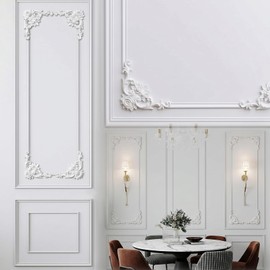 DoubleFill Wall Molding Kit Premade Molding Panel with Corner Accent, Rose