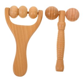 Vaguelly 2Pcs Wooden Massage Roller Multi Functional Body Foot Massager Tool for Neck Shoulder and Ergonomic Design Portable for Home Outdoor Use