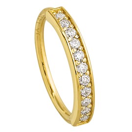 Solid 20G 14Kt Yellow Gold Prong Set 11-Stone Diamond Nose Hoop Ring - Ear Cartilage Ring - April BirthStone Nose Ring Stud - 11PRS11WDYG