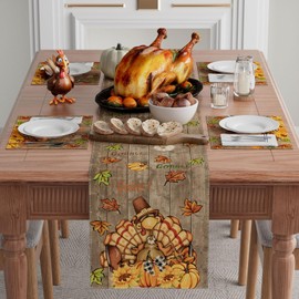XCHI - Camino de mesa de calabaza de otoño de Acción de Gracias, decoración de mesa para el hogar, cocina, comedor, decoración de vacaciones, 13 x 48 pulgadas