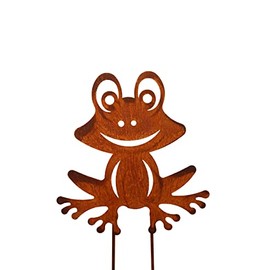 Bornhöft Garden Stake Frog Flower Bed Stake Pot Stake Metal Rust Garden Decoration Patina Rusty Decoration 20 cm