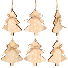 MEJOSER Pack of 6 Wooden Christmas Tree Decorations Angel Christmas Decoration Tree Decoration Christmas Tree Pendant Christmas Tree Decoration Christmas Decoration for Hanging 9 cm (Angel)