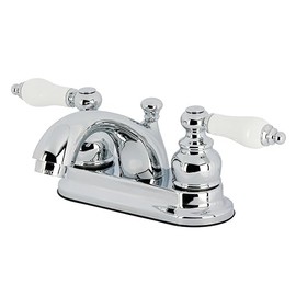 Kingston Brass KB2601PL Vintage 4-Inch Centerset Lavatory Faucet, Polished Chrome with Porcelain Lever Handle