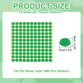 PATIKIL QC Passed Stickers 0.5x0.35, 1980 Pcs Inventory Quality Control Tester Stickers Warehouse Management Organization Pass Approval Labels for Inspection, Green (15 Sheet)