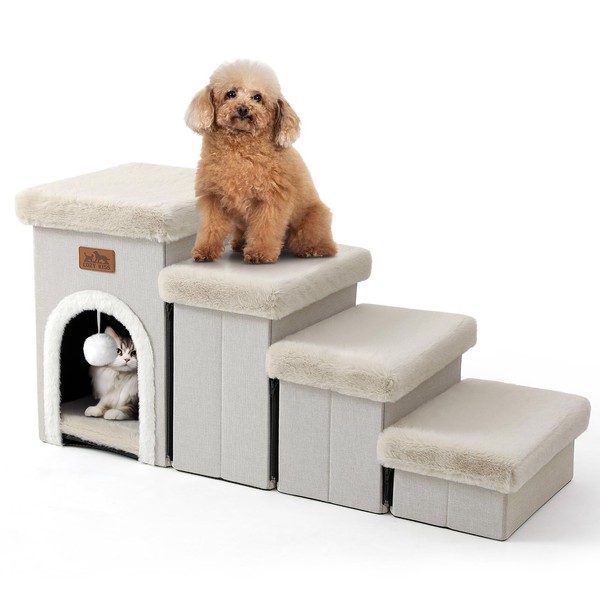 C0ZY KISS Small Pet Stairs with Storage or Condo, Dog