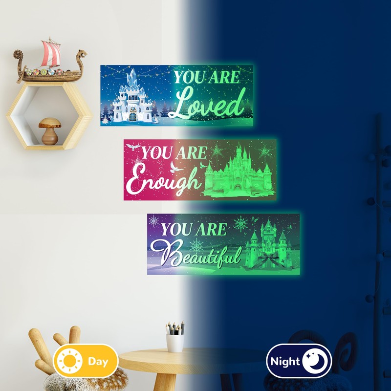 3 Pcs Glow in The Dark Winter Castle Wall Stickers,