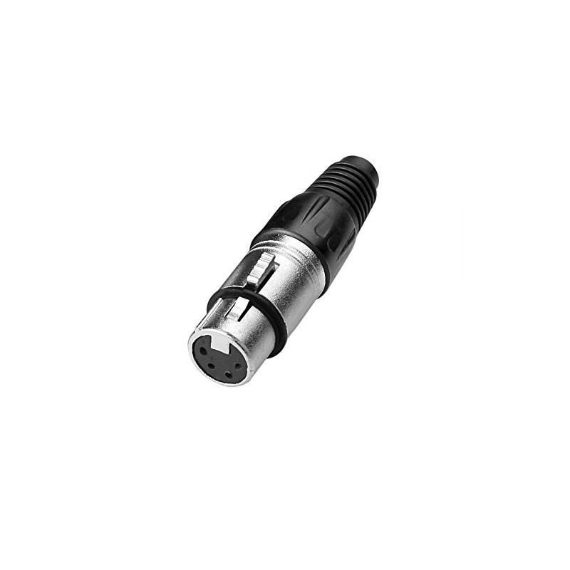 SIENOC 4 Pin XLR Female Header - Black Metal Housing-Silver