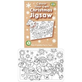 Playwrite Re:Play 100% Plastic-Free Eco Friendly Colour Your Own Christmas Jigsaw | Christmas Colouring Party Activity Toy Jigsaw Puzzle for Kids