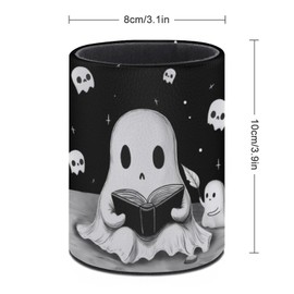XUWU Pen Holder Pencil Organizer Cute Pencil Cup Desk Decor Makeup Brush Holder PU Multifunctional Office Suppliesfor Home Classroom School (Ghosts)