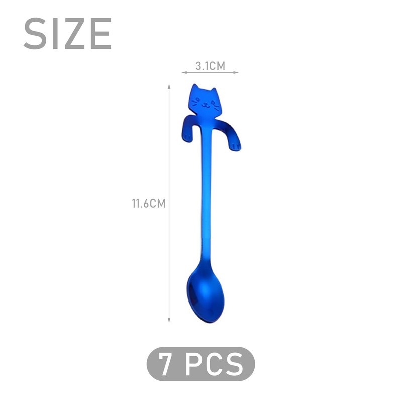 7 Pieces Cat Shape Spoon, Cola Spoon, Coffee Spoon, Teaspoon,