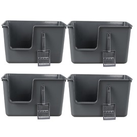 Taysisiter Large Open Top Cat Litter Pan with High Side, Jumbo Plastic Cat Litter Boxes, 4 Packs