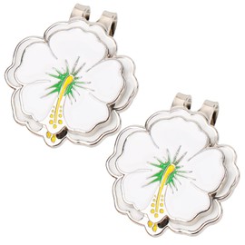 lasuroa 2pcs Magnetic Golf Ball Marker Hat Clip, White Morning Glory Strong Magnet Flower Golf Cap Clip Accessories Gifts for Men Women Bag Gloves Belt