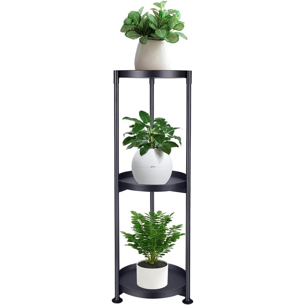 3 Tier Plant Stand Indoor Outdoor 34'' Extra-Tall Metal Plant