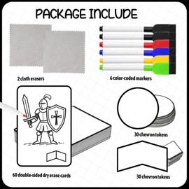 120 Pcs Dry Erase Tokens for MTG Custom Token Cards Set with Double-Sided Reusable TCG Counters, Circular & Chevron Tokens, 5 Markers, Erasers & Storage Box for MTG, D&D