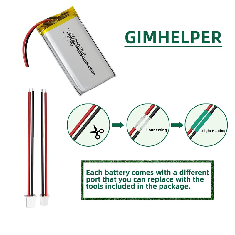 GIMHELPER (5-Pack) 3.7V 1500mAh Lithium Rechargeable Battery Lipo Battery 3.7v