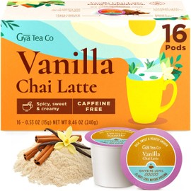 Gya Tea Co Vanilla Chai Tea Latte Gift Set (16 ct) - Decaf Chai Tea Pod Offer Easy Convenience and Indulgence - Lovers Get Well Gifts