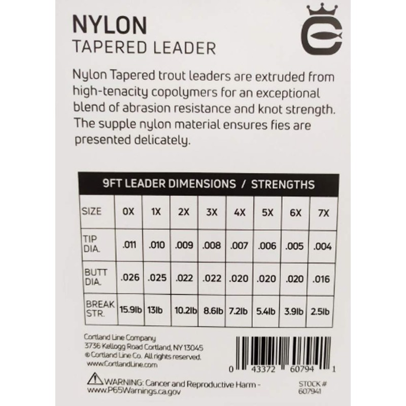Cortland Line CORTLAND Nylon Tapered Leaders (9FT/3X - 8.6 LB)