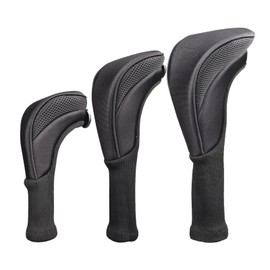 DFsucces Golf Headcovers Set of 3 Long Neck Golf Covers Utility Durable Interchangeable with Number Tags (Black)