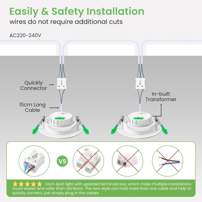 ALUSSO LIGHTING LED Recessed Spotlight, 230 V, 6 W, 540