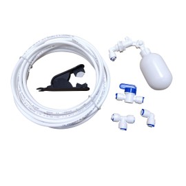 GREDIA - Purificadores de agua de conexión rápida de 1/4 pulgadas (válvula de bola + tipo L+T) + válvula de bola de flotador de agua + cortador de manguera de tubo de PVC + tubo de tubo de 5 metros/16
