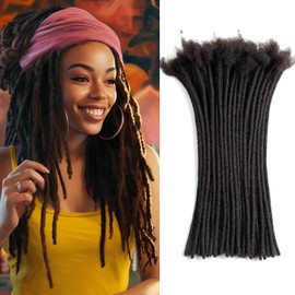 Teresa 0.6cm Width Human Hair Dreadlock Extensions 12 Inch 20 Strands Locs Extensions Real Human Hair, Natural Black for Women Men Kids Full Handmade Permanent Locs Can Be Dyed and Bleached