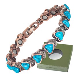 Wollet Magnetisches Kupferarmband für Frauen, magnetische Armbänder für Frauen, türkiser Schmuck mit 3500 Gauss-Magnet (mit Geschenkbox) (Typ B)