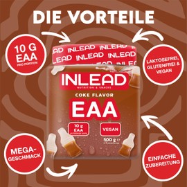 INLEAD - EAA Powder | 10,000 mg Essential Amino Acids per Serving | Supports Muscle Protection, Regeneration & Performance | Optimal Solubility - 500 g (Cola)
