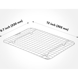 CURTA 2 Pack Chef Cooling Rack, NSF Listed 18/8 Stainless Steel Oven Safe Grid Wire Cookie Cooling Racks for Baking & Cooking - 12" X 8.7" Commercial Grade comes with Lifting Handle …
