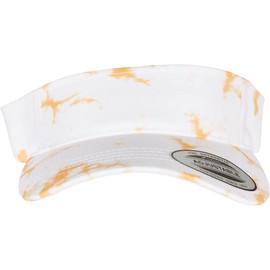 Yupoong Flexfit Unisex Batik Visor Cap with Open Crown & Pre-Curved Shield, Reinforced Front, for Men and Women, Adjustable Velcro Fastening, One Size, Orange/white