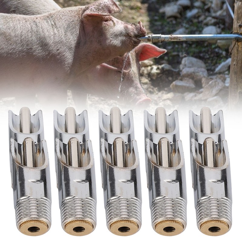10Pcs Metal Duck Mouth Style Pig Waterer Pig Drinker Livestock