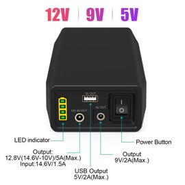 TalentCell 12V LiFePO4 Battery Pack LF4100, 2000 Cycles Rechargeable 12.8V 6000mAh 76.8Wh Lithium Iron Phosphate Battery with DC 12/9 volt and 5V USB Output for LED Strip, CCTV Camera, Mobile and more