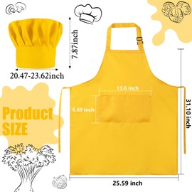 SATINIOR 2 Pcs Chef Costume for Women Men Chef Hat Apron Set for Adult Baker Apron Hat for Cooking Cosplay(Yellow)