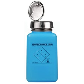 Menda 35299 High-Density Polyethylene/Hdpe/Steel/Ldpe/Low-Density Polyethylene Dispensing Bottle, One-Touch Liquid Dispenser Pump, Printed IPA, 6 oz, 16 fl. oz. Capacity, Blue (1-Pack), MDA-5790-1