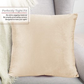 Nestl Throw Pillow Inserts Pack of 2 with Velvet Soft Solid Decorative Square Throw Pillow Covers Set for Sofa Couch Car Bedroom with 26X26 Throw Pillows Inserts with Cushion Covers, Beige Cream