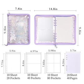 MUDOR 4 in 1 Sticker Storage Organizer, Sticker Binder with Storage Sleeves and Release Paper, Reusable Sticker Collecting Book Album Holder, A5 Blank Sticker Container Organizer,Purple