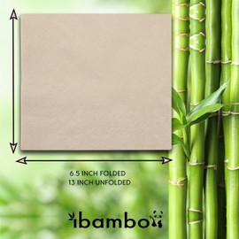 Ibambo 250 Pack Bamboo Everyday Napkins - 2-Ply Ecofriendly Lunch & Dinner Napkins - Bamboo Napkins for Events & Occasions - 6.5x6.5 Inch Folded Disposable Napkins - Compostable Napkins for Dining