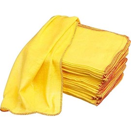 Luxury Quality Large Strong Yellow Dusters Household Cleaning Polishing Dusting Cloth 100% Cotton Ideal Use for Cleaning Purpose (35x45cm (pack of 12))