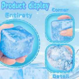 Squishy Ice Cube Stress Balls - 2Pack Sensory Squishy Ice Toy Squishy Balls for Kids and Adults Anxiety Relief - Funny Fidget Stress Balls Squishy Stress Calming Toys for Autism & ADHD Children