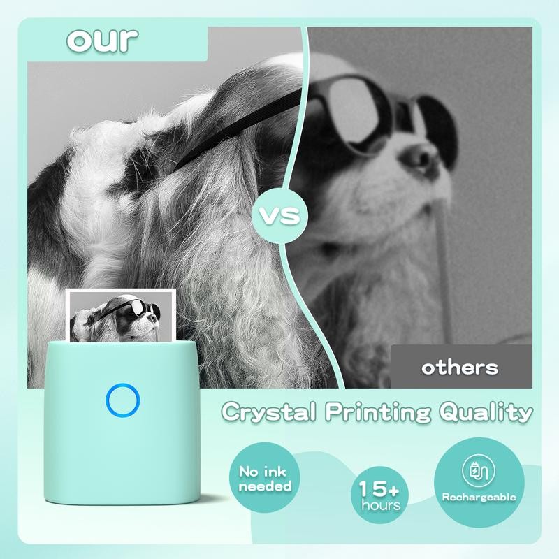 JADENS Mini Sticker Printer-2 Inch Bluetooth Thermal Pocket Printer,Inkless Portable