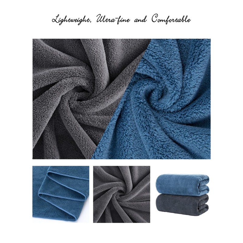 2 Pack Premium Microfiber Bath Towels - Ultra Soft &