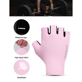 INBIKE KUTOOK Fitness Gloves Training Sports Strength Gym Women Short Finger Fingerless Shock Absorber with Palm Padding for Crossfit Bodybuilding Pink 2XL