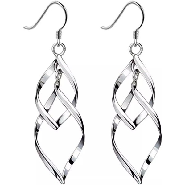 Does not apply Sterling Silver Dangle Hoop Earrings Elegant Rotating