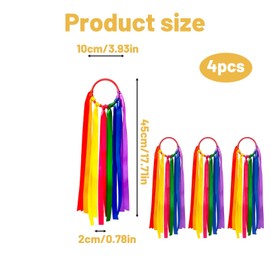 4Pcs Gymnastics Ribbon Set,Rainbow Ribbon,Dance Ribbons for Kids, Sensory Ribbons Suitable for Artistic Gymnastics Exercises, Dance Performances and Juggling Activities