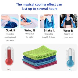 DKINY Cooling Towel 4 Pack 40"x 12" Cooling Towels for Neck, Stay Cool Ice Towel, Sweat Towel for Men Women Youth Yoga Golf Running Hiking Sports Camping Workout Gym Accessories