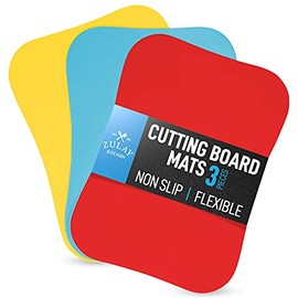 Zulay Kitchen Non-Slip Flexible Cutting Board Set - Dishwasher Friendly Cutting Mats For Cooking - Thick & Durable Flexible Cutting Mats - Non-Porous Cutting Board Mat Set of 3