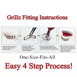 Best Grillz 14k Gold Plated Four Open Face Fang Grillz Top Bottom Hip Hop Vampire Fangs Set