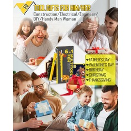 Stocking Stuffers for Men Multitool Pen, Birthday Gifts for Dad Husband Him, Father's Day Gifts from Daughter and Son, Cool Gadgets and Gift Ideas for Construction Engineers, Woodworkers, Carpenters